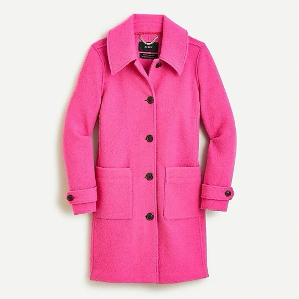 NWT J. CREW Lady Coat in Italian Boiled Wool Fuchsia Pink Peacoat J Crew 0​ - Picture 11 of 12